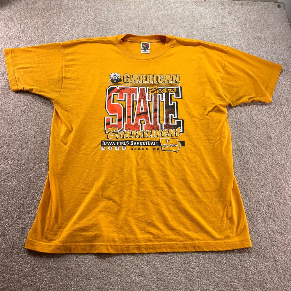 Fruit of the Loom Shirt‎ Mens XXL Gold Vintage 2000 Garrigan Bears Basketball